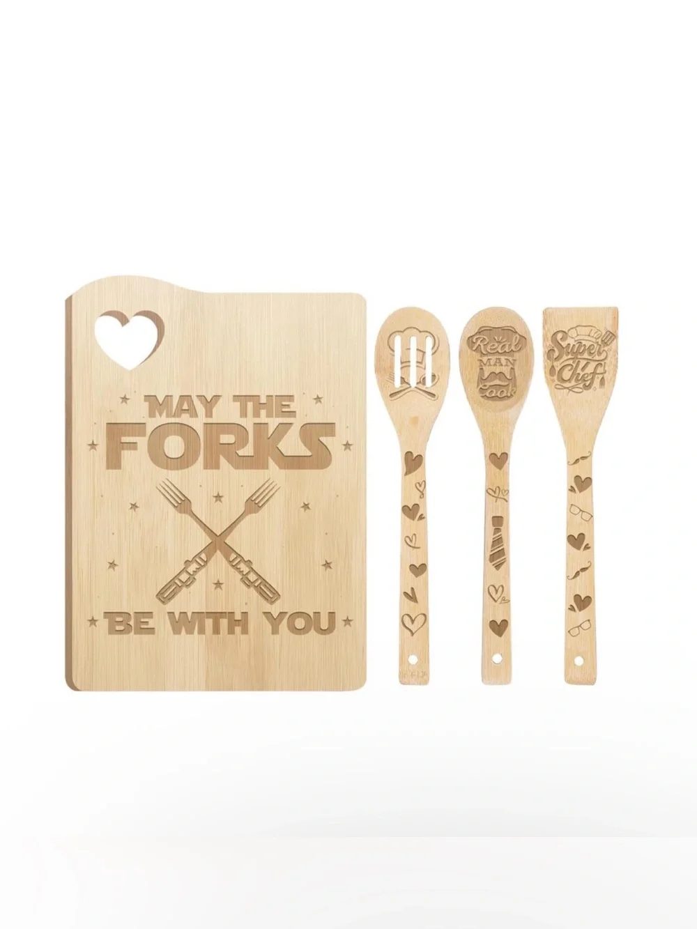 BUY NOW! May The Fork Be with You Cutting Board Set - NEW Organic Bamboo